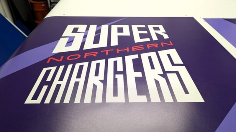An image of the Super Chargers signage.